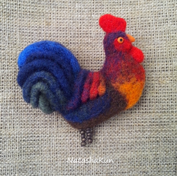 Брошь из шерсти петушок Брошь из шерсти петушок