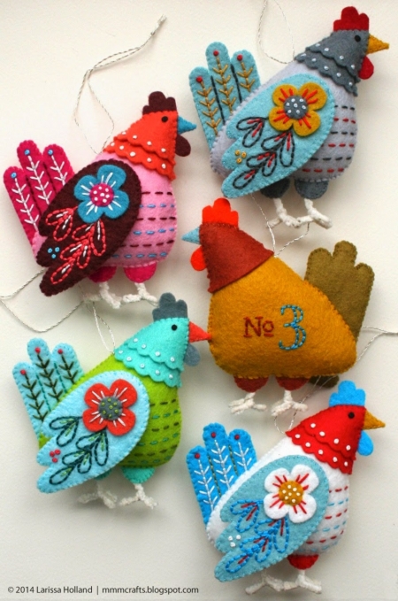 Фетровые игрушки петухи