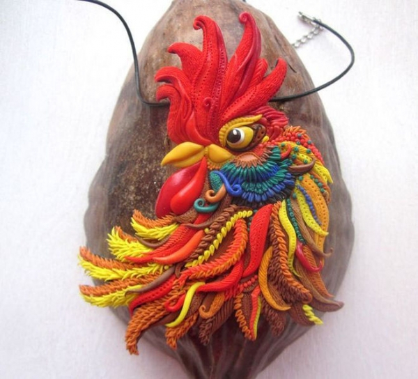 Огненный петух из полимерной глины Огненный петух из полимерной глины