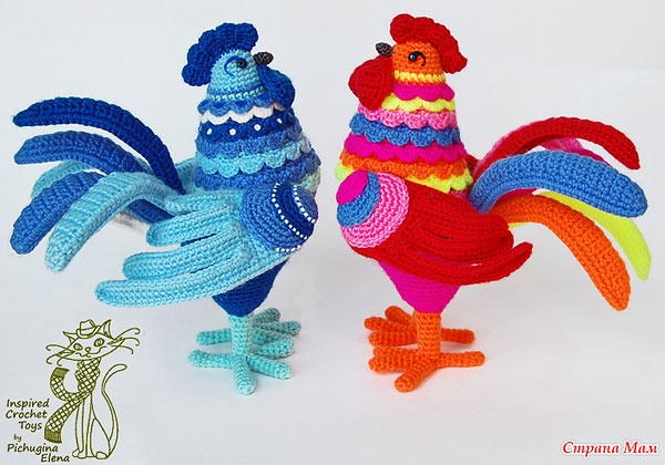 Вязаные крючком петухи 2017 Вязаные крючком петухи 2017