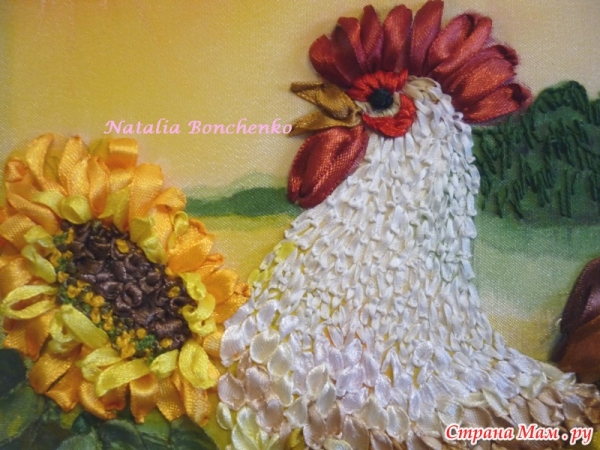 Вышивка лентами петуха Вышивка лентами петуха