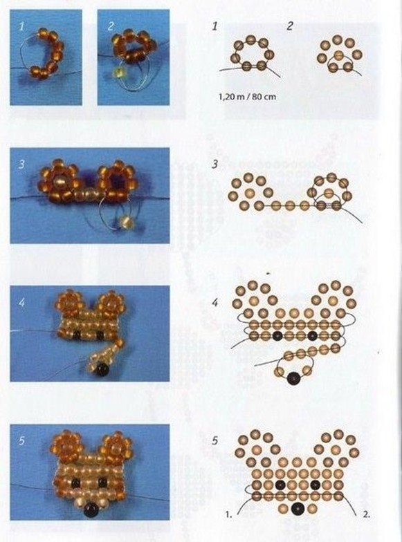 мишка из бисера схема плетения