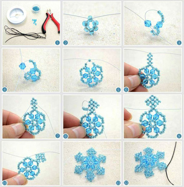 снежинка из бисера схема плетения