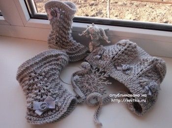 Шапочка и пинетки для новорожденных Шапочка и пинетки для новорожденных