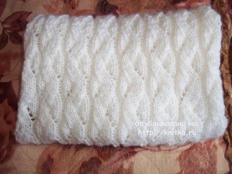 Узор для белого снуда спицами Узор для белого снуда спицами