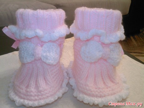 как связать пинетки спицами пошагово