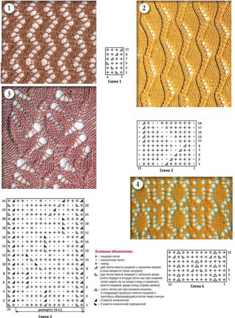 Схемы вязания ажурных узоров из интернет