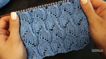 Интересный ажурный узор спицами, описание и видео-урок