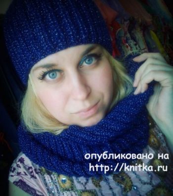 Шапка и снуд спицами английской резинкой Шапка и снуд спицами английской резинкой