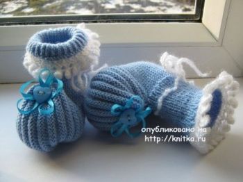 Пинетки спицами для новорожденных мастер класс от Головиной Ольги Пинетки спицами для новорожденных мастер класс от Головиной Ольги
