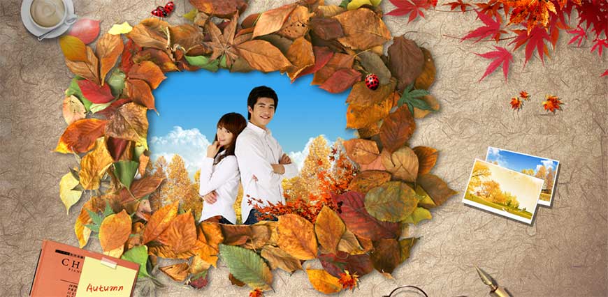 рамка из листьев