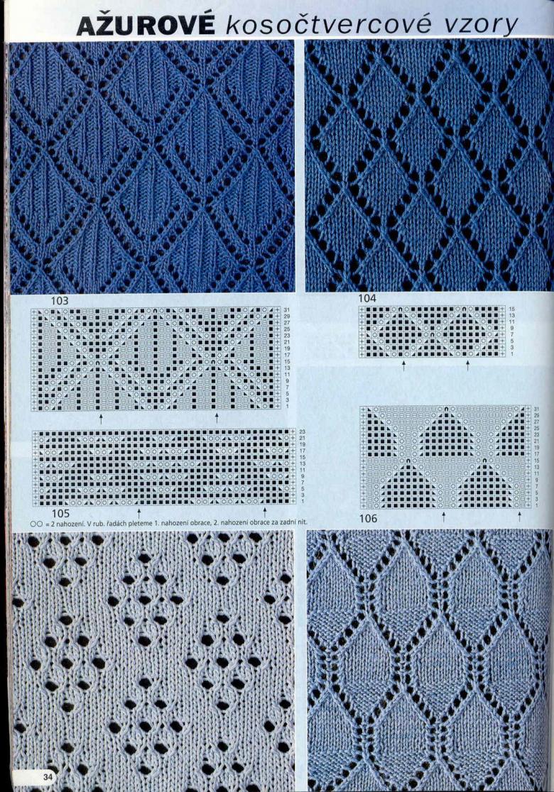 Ажурные узоры спицами, больше 60 схем и изделий с ажурными узорами, Узоры для вязания спицами