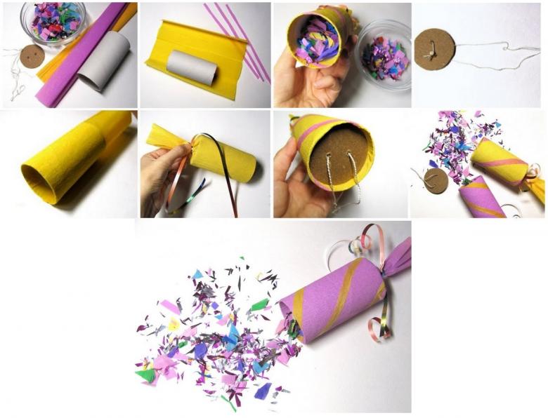 Как сделать хлопушку из бумаги: пошаговое описание изготовления и мастер класс для начинающих