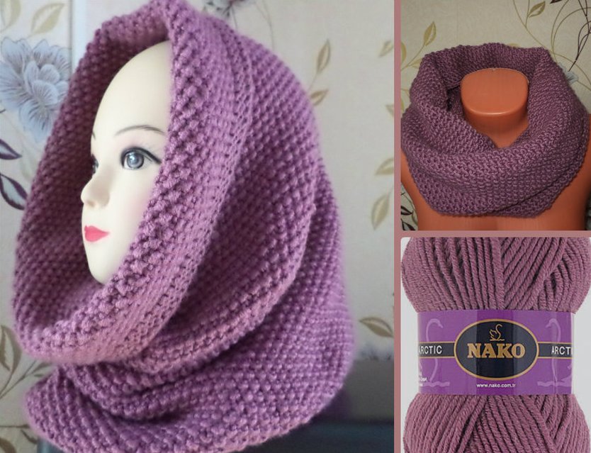 Снуд спицами: жемчужный узор