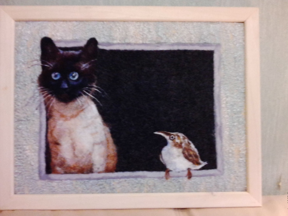 Волокна на картине благодаря фелтингу выглядят как единое целое