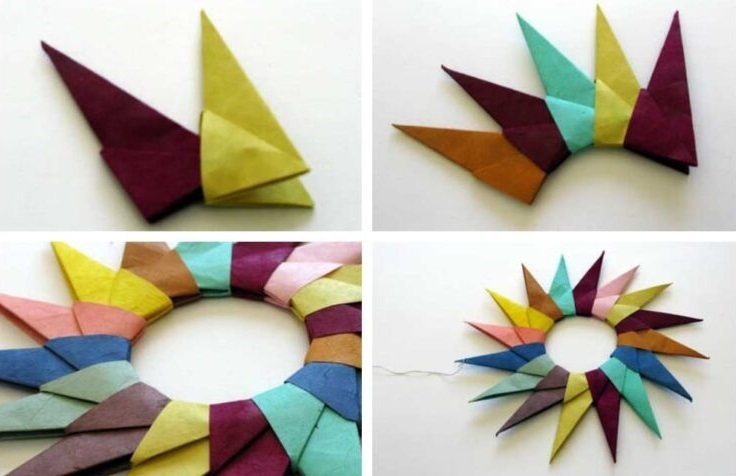 Так собирается сюрикен с 16 лучиками