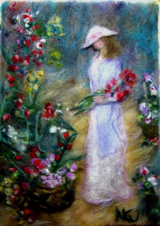 Для картин из фелтинга придётся запастись массой оттенков