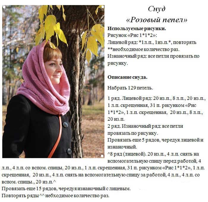 Снуд труба спицами: схема с описанием