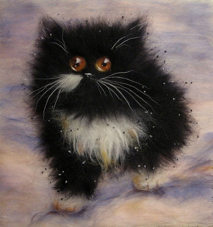 Картина фелтингом по технике мокрого валяния