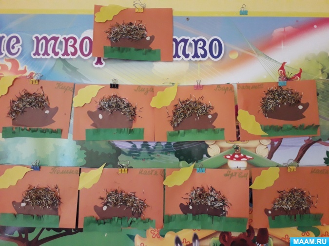 Мастер-класс по аппликации в средней группе «Ёжик» с использованием семян бархатцев