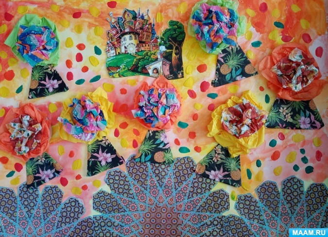 Детский мастер-класс по изготовлению коллажа из бумажных салфеток «Осень в волшебном лесу»