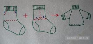 Как сшить кофту из носков для кукол Пошив кофты из носка для куклы
