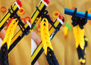 Бабочка и гусеница из резиновых колец