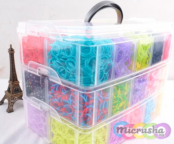 Наборы браслетов из резинок в коробках