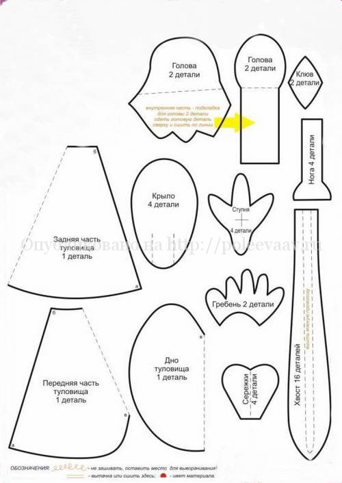 Текстильный петух с выкройками своими руками