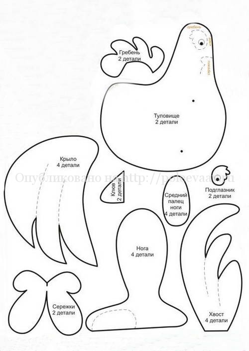 Текстильный петух с выкройками своими руками