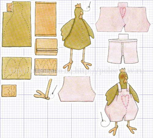 Текстильный петух с выкройками своими руками