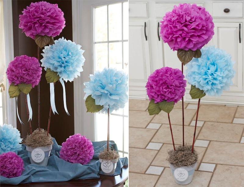 Бумажные топиарии из бумаги тишью