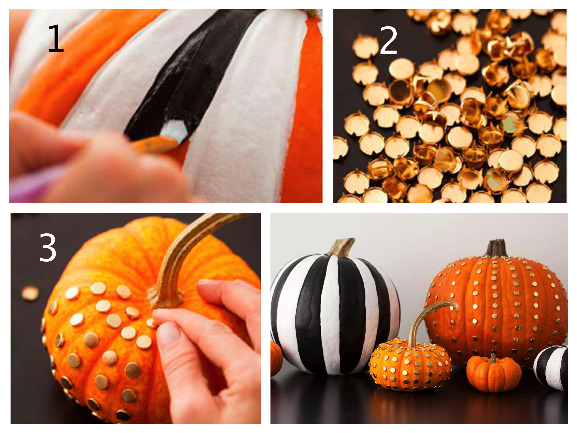 Украшение тыквы заклепками