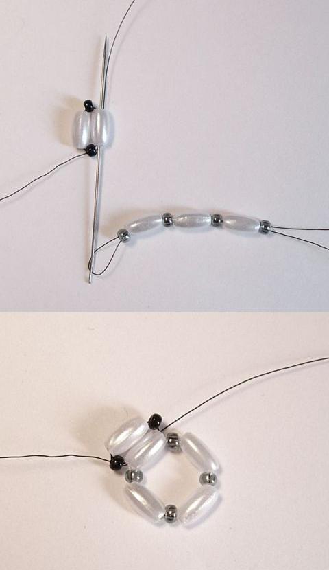 Бусины и бисер на нитке Как сплести браслет из бусин и бисера: шаг 2