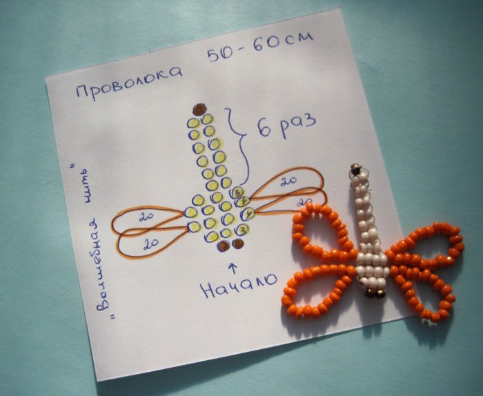 Схема плетения стрекозы из бисера Как плести фигурки из бисера: стрекоза