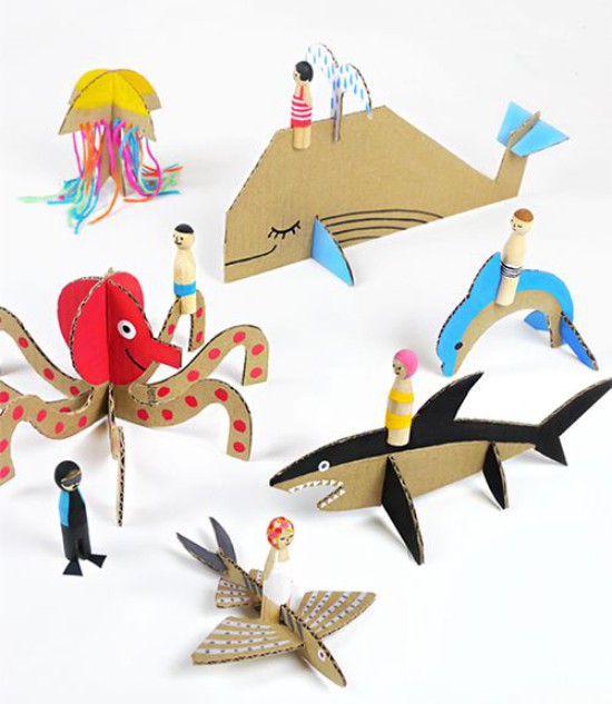 Картонные фигурки-конструкторы_Морская тема