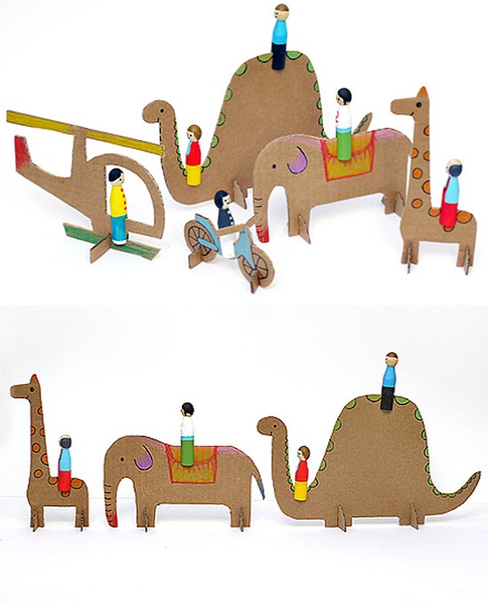 Картонные фигурки-конструкторы_Животные