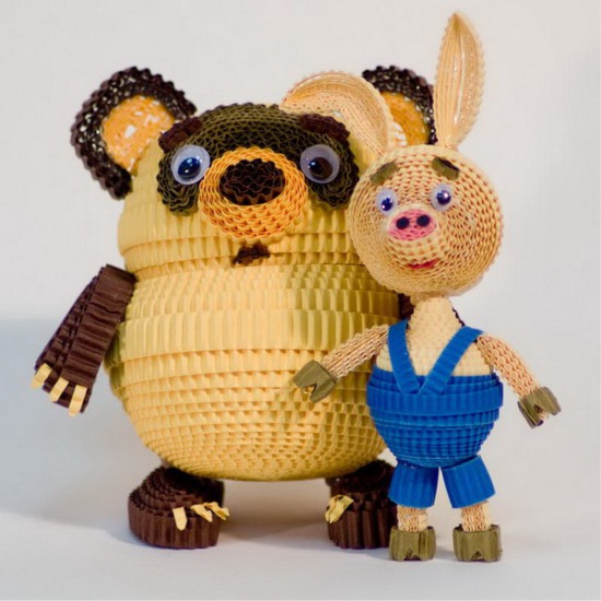 Винни Пух и Пятачок из гофрокартона