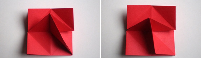 Сгибание правого квадрата по диагонали