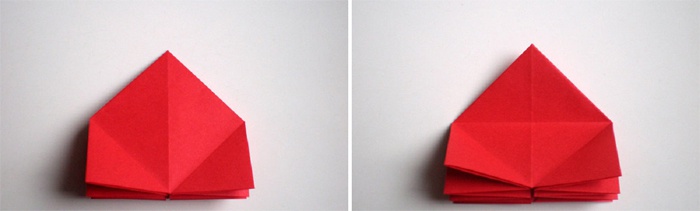 Сгибание верхнего угла бумаги