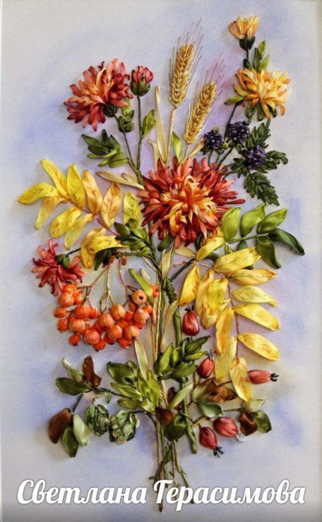 Вышивка лентами цветы для начинающих, рекомендации в необычной технике, схемы и фото композиций полевых букетов
