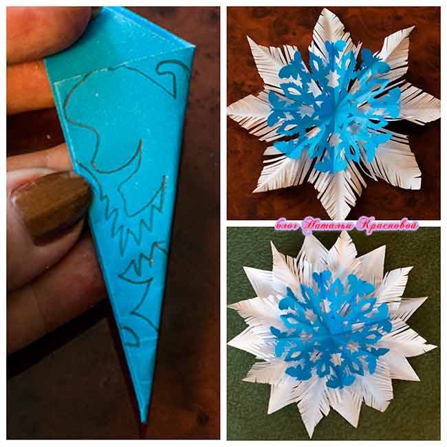 объемная из трех снежинок