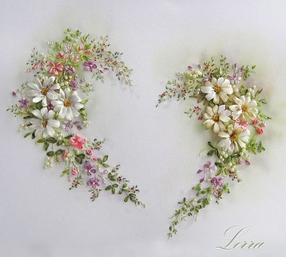Вышивка лентами цветы для начинающих, рекомендации в необычной технике, схемы и фото композиций полевых букетов