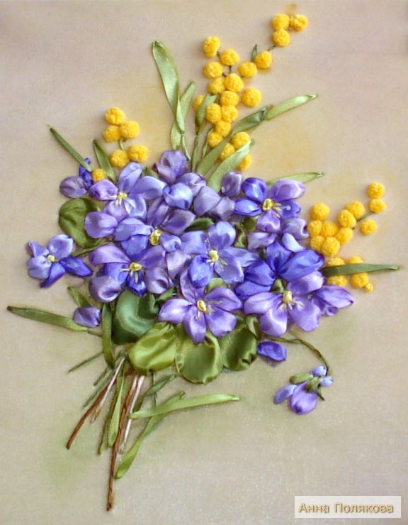 Вышивка лентами цветы для начинающих, рекомендации в необычной технике, схемы и фото композиций полевых букетов