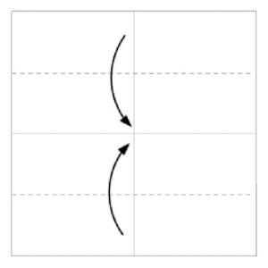 необходимо сдлеать ровные загибы бумаги, чтобы лодочка из бумаги смотрелась симметрично параллельно горизонтального шва сложения делаем еще два залома бумаги