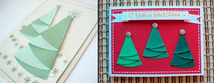 Новогодняя открытка с ёлочкой из салфетки