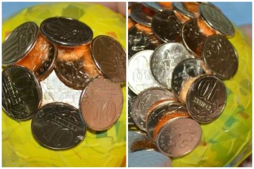 Обклеивание монетками Обклеивание монетками