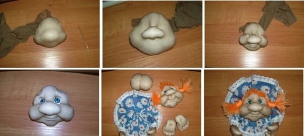 Кукла своими руками для начинающих. Мастер класс, выкройки с пошаговым описанием из ткани, колготок, носка, ниток, пластиковых бутылок, бумаги. Фото