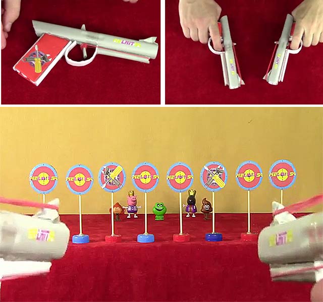 Как сделать из бумаги пистолет, который стреляет резинками: легкая схема своими руками