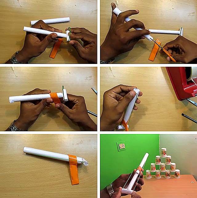 Как сделать из бумаги пистолет, который стреляет резинками: легкая схема своими руками